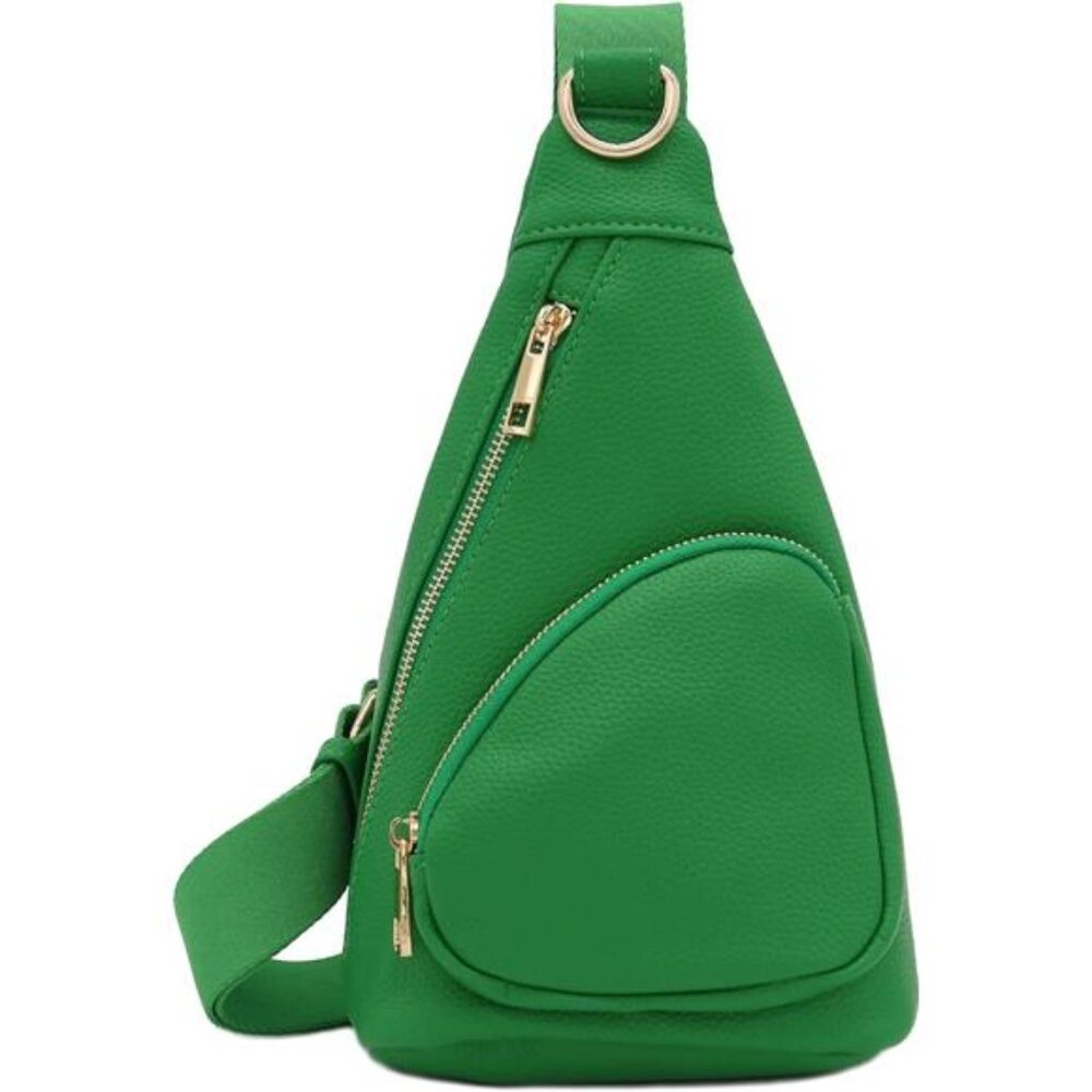 Lightweight Small Triangle Pebbled Soft PU Leather Sling Crossbody Bag